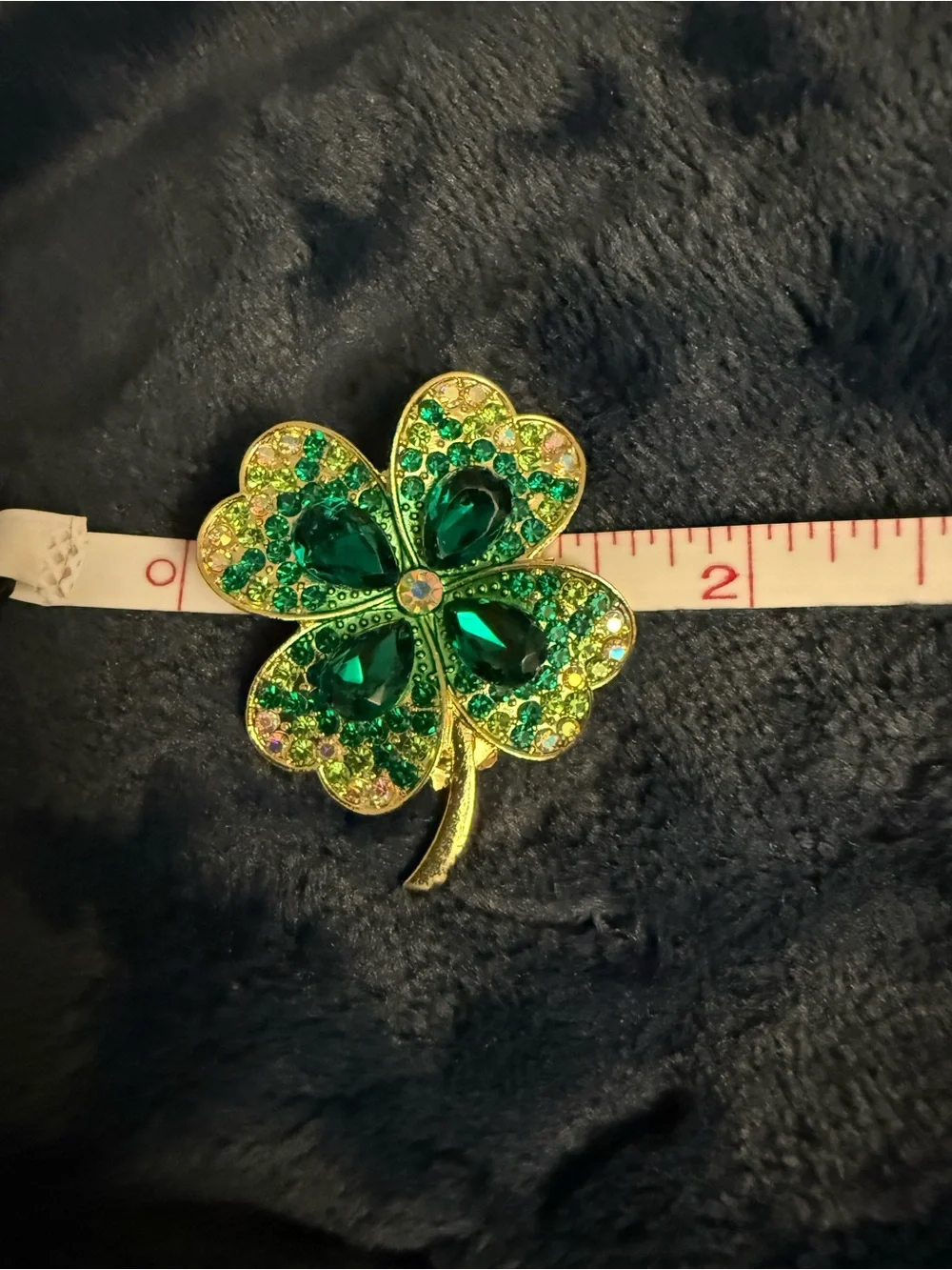 Brooch Green Four Leaf Clover Crystal Jewelry #12